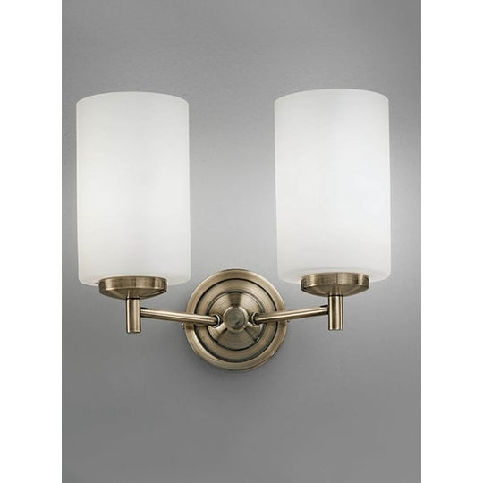 bronze finish glass shade wall 2 light