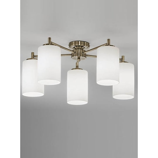 bronze finish glass down ceiling 5 light