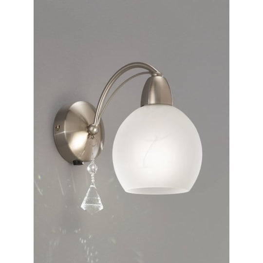 sating nickel finish crystal glass wall light