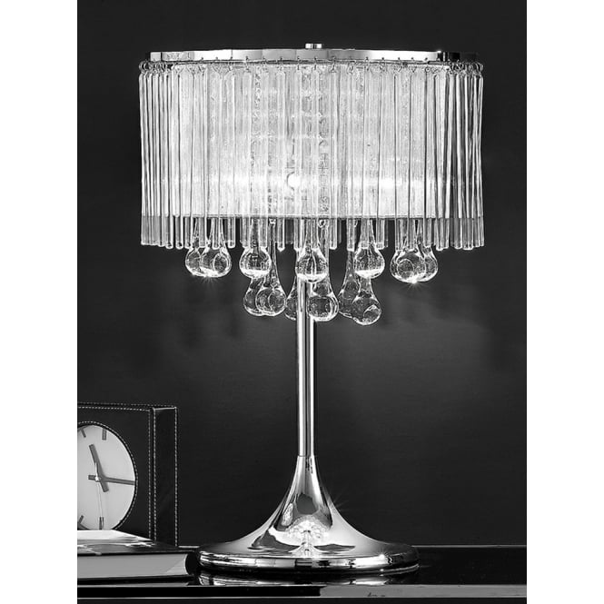polished chrome crystal glass droplet table light