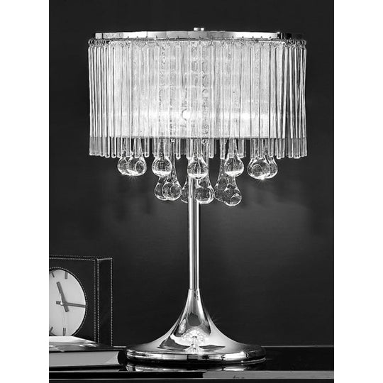 polished chrome crystal glass droplet table light