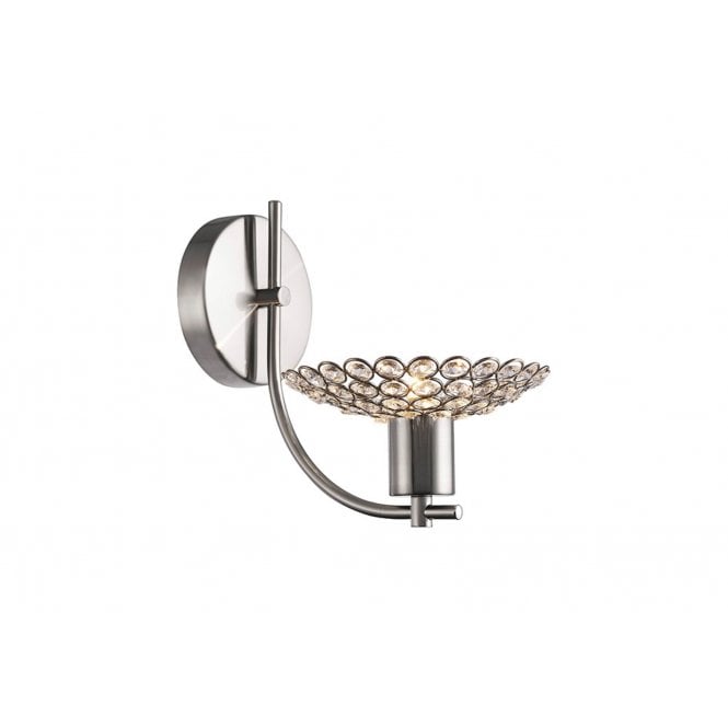 Diyas IL20605 Ellen Wall Lamp 1 Light Satin Nickel/Crystal