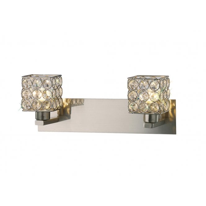 Diyas IL20640 Elsa Wall Lamp 2 Light Satin Nickel/Crystal