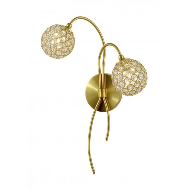 Diyas IL20690 Apollo Wall Lamp 2 Light Satin Brass/Crystal