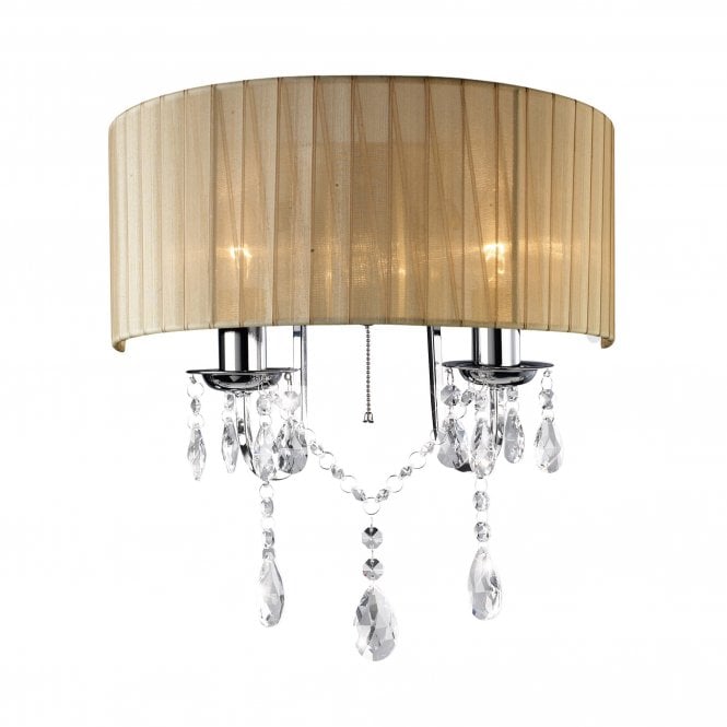 Diyas IL30061 Olivia Wall Lamp Switched With Soft Bronze Shade 2 Light Polished Chrome/Crystal