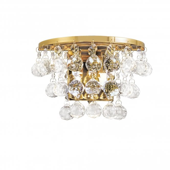 Diyas IL30214 Atla Wall Lamp Switched 2 Light French Gold/Crystal