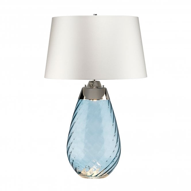 Lena 2 Light Large Blue Table Lamp with Off-white Shade