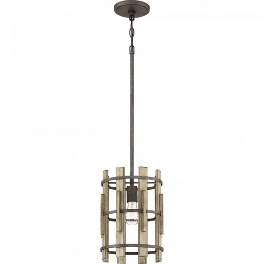 Wood Hollow Mini Pendant Rustic Black