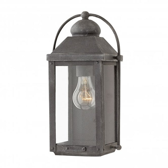 Anchorage 1 Light Outside Wall Lantern In Aged Zinc IP44