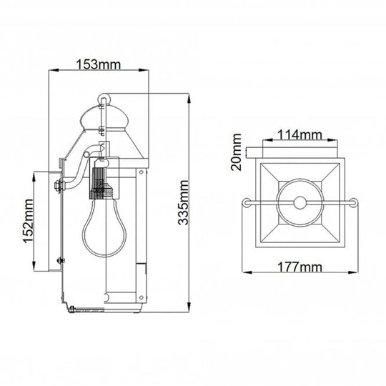 Anchorage 1 Light Outside Wall Lantern In Aged Zinc IP44