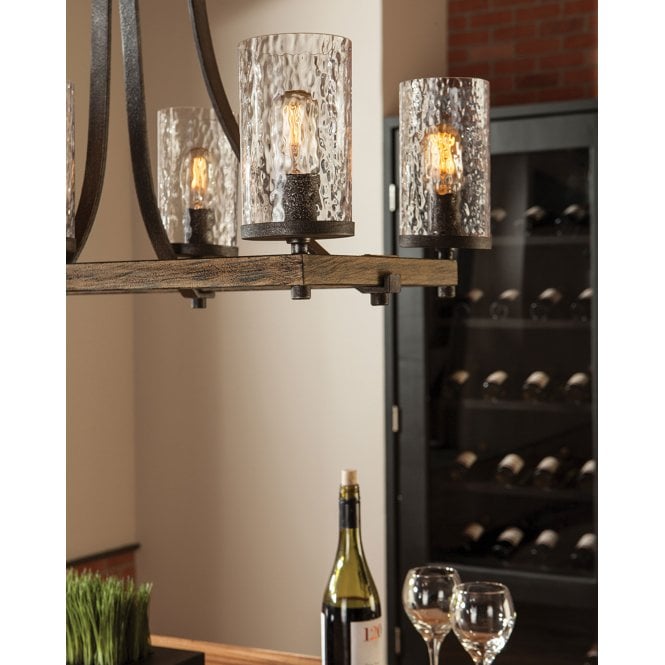 Angelo 8 Light Isle Chandelier In Distressed Weathered Oak / Slate Grey Metal