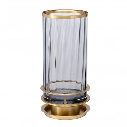 Arno Table Lamp With Smoke Glass And Aged Brass Metal Work