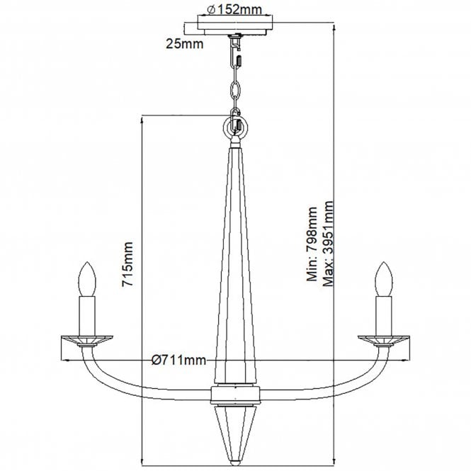 Ascher 6 Light Chandelier Polished Nickel With Crystal Detail