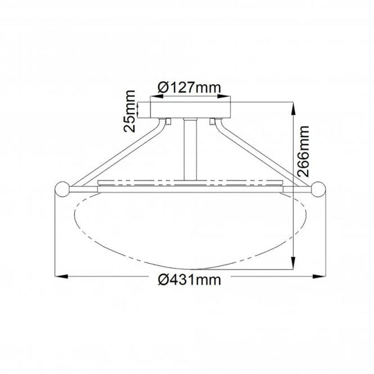 Belle 3 Light Semi-Flush Mount Ceiling Light Brushed Natural Brass
