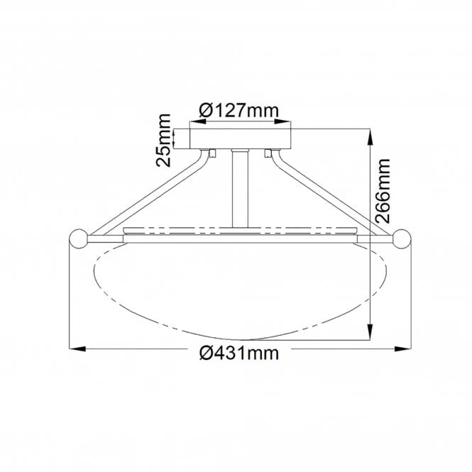 Belle 3 Light Semi-Flush Mount Ceiling Light Polished Nickel