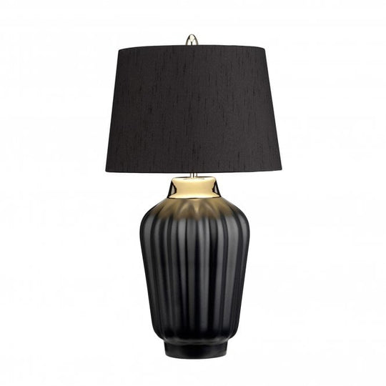 Bexley Table Lamp Black & Polished Nickel with Balck Faux Silk Shade