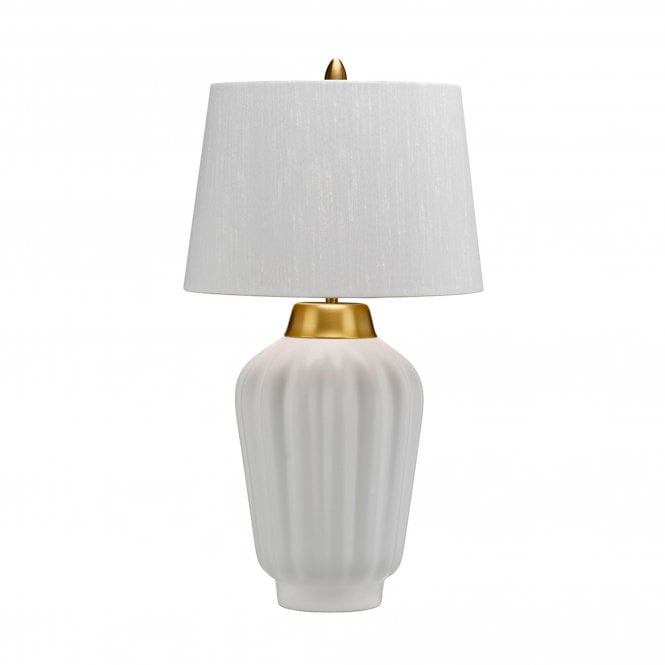 Bexley Table Lamp White & Brushed Brass with Balck Faux Silk Shade