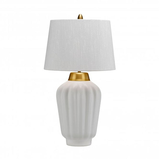Bexley Table Lamp White & Brushed Brass with Balck Faux Silk Shade