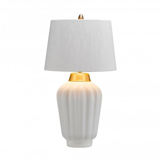 Bexley Table Lamp White & Brushed Brass with Balck Faux Silk Shade