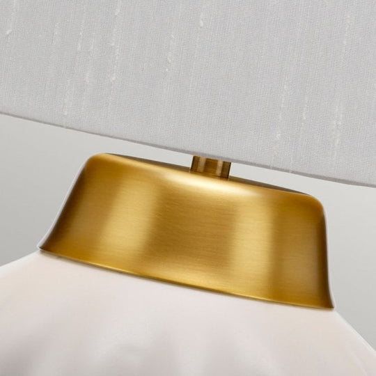 Bexley Table Lamp White & Brushed Brass with Balck Faux Silk Shade