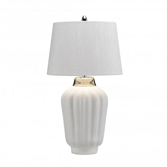 Bexley Table Lamp White & Polished Nickel with Balck Faux Silk Shade