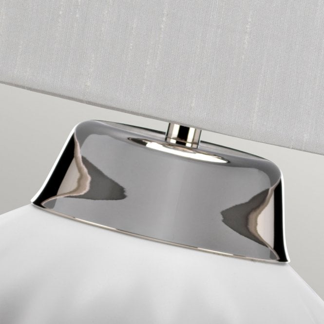 Bexley Table Lamp White & Polished Nickel with Balck Faux Silk Shade