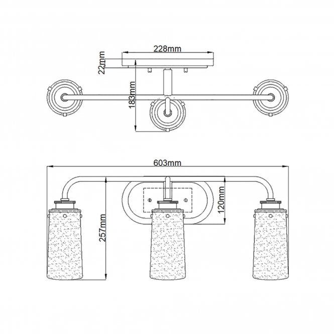 Braelyn Triple IP44 Wall Light Brushed Brass
