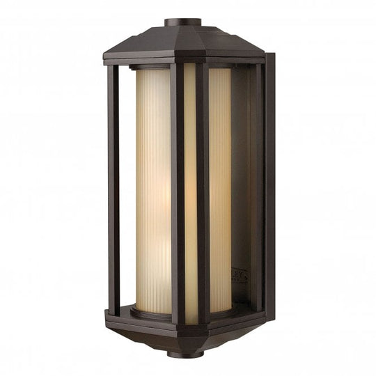 Castelle 1 Light Medium Wall Lantern Ribbed Etched Glass Bronze
