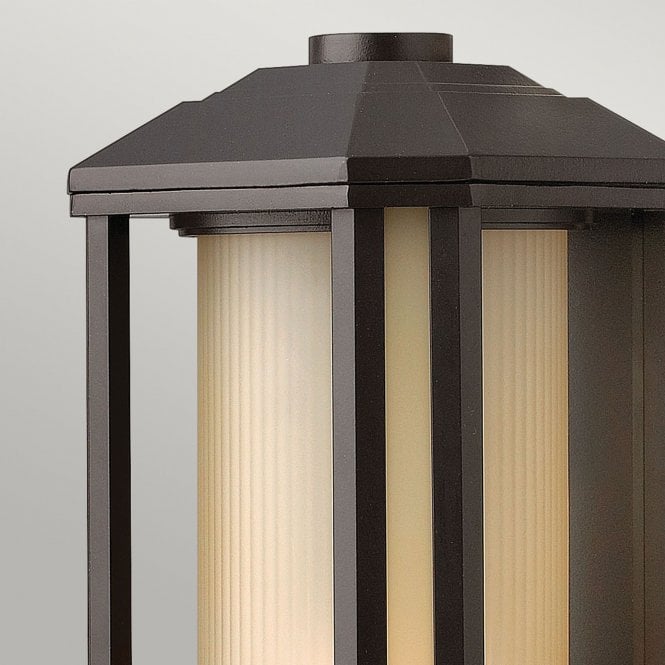 Castelle 1 Light Medium Wall Lantern Ribbed Etched Glass Bronze