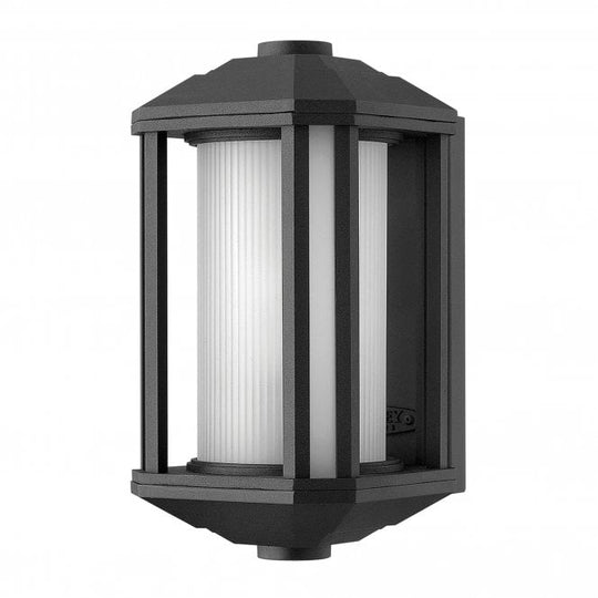 Castelle 1 Light Small Wall Lantern Ribbed Etched Glass Black