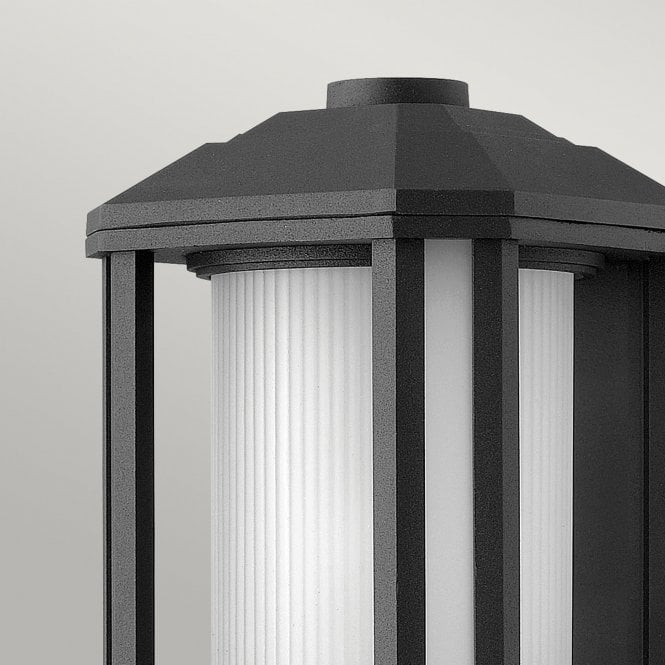 Castelle 1 Light Small Wall Lantern Ribbed Etched Glass Black