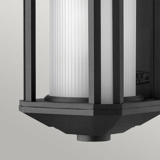 Castelle 1 Light Small Wall Lantern Ribbed Etched Glass Black