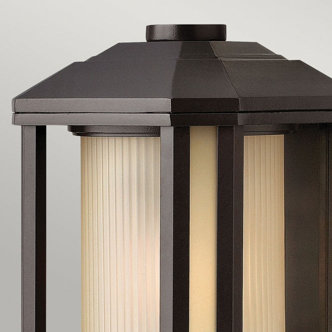 Castelle 1 Light Small Wall Lantern Ribbed Etched Glass Bronze