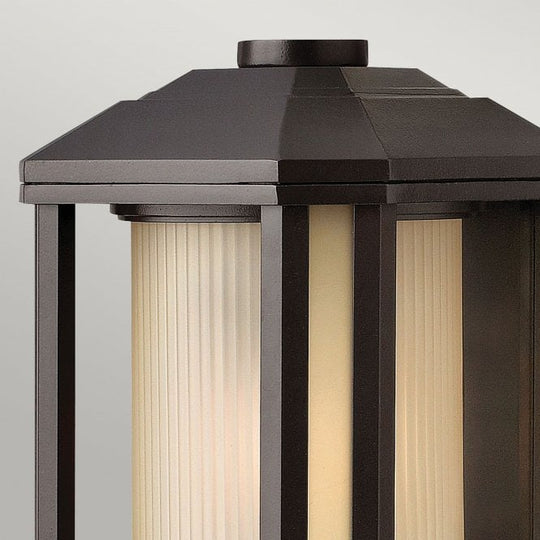 Castelle 1 Light Small Wall Lantern Ribbed Etched Glass Bronze