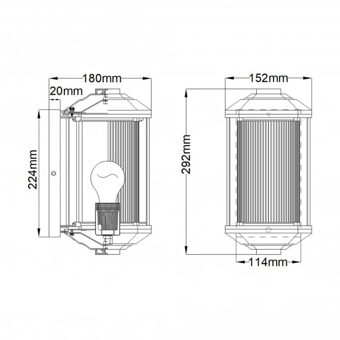 Castelle 1 Light Small Wall Lantern Ribbed Etched Glass Bronze