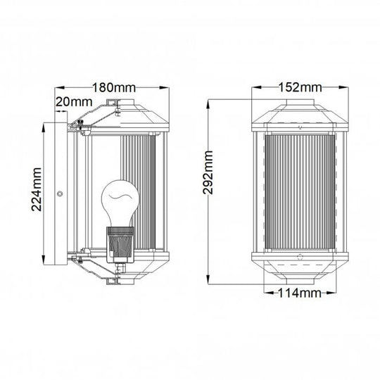 Castelle 1 Light Small Wall Lantern Ribbed Etched Glass Bronze