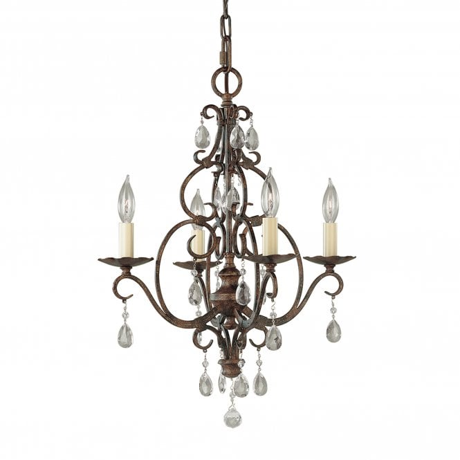 Chateau 4 Light Chandelier Glass Crystals Mocha Bronze