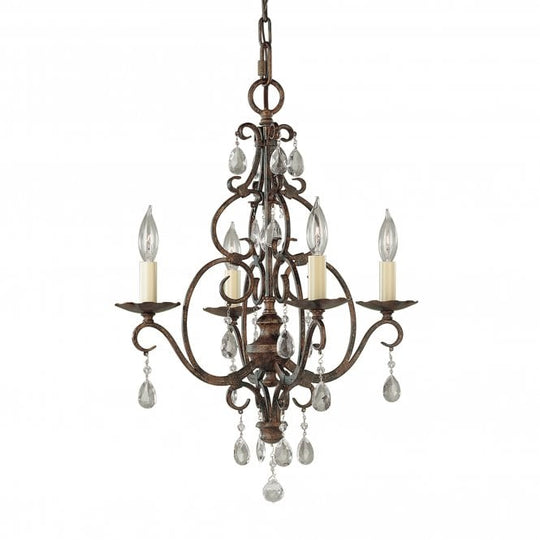 Chateau 4 Light Chandelier Glass Crystals Mocha Bronze