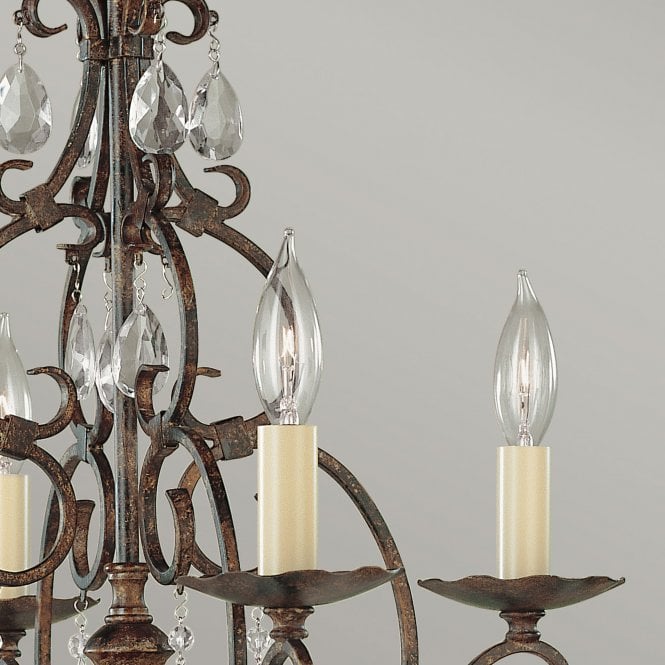 Chateau 4 Light Chandelier Glass Crystals Mocha Bronze