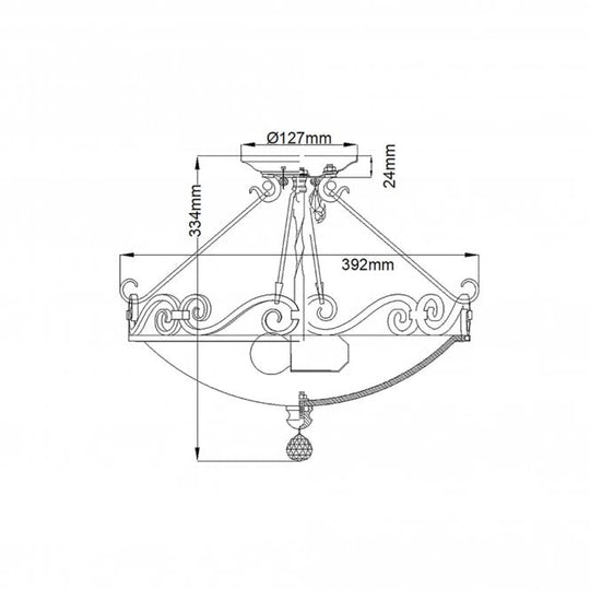 Chateau 2 Light Semi Flush Light Glass Crystals Mocha Bronze