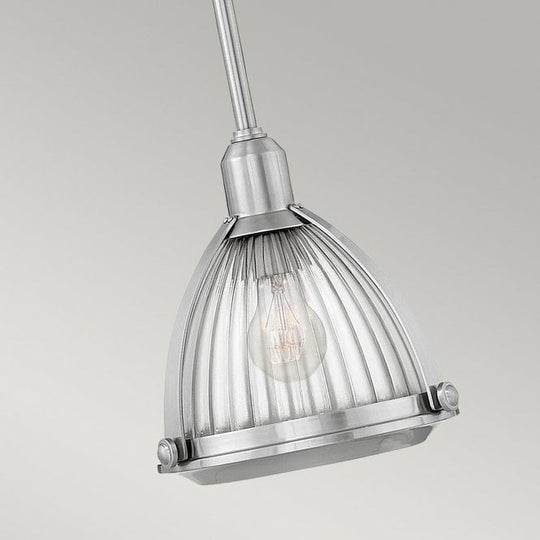 Elroy Single Pendant Light Ribbed Optic Glass Brushed Nickel