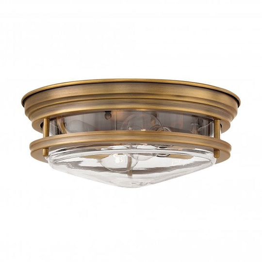 Hadrian 2 Light Flush Ceiling Fitting Clear Glass Brushed Bronze