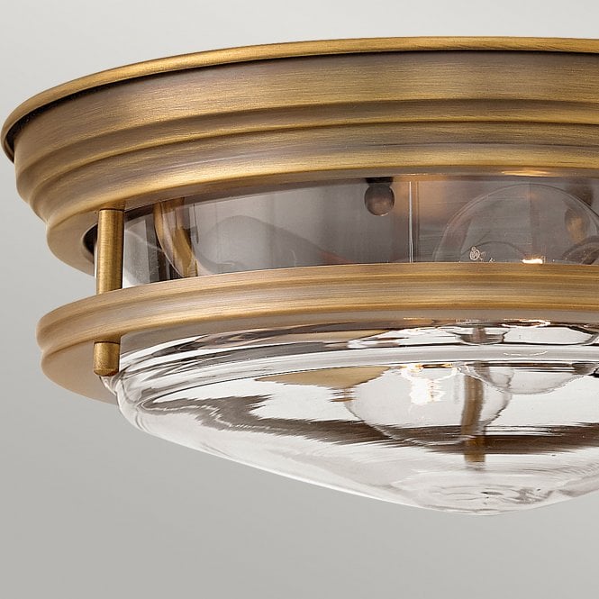 Hadrian 2 Light Flush Ceiling Fitting Clear Glass Brushed Bronze