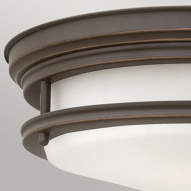 Hadrian 2 Light Flush Ceiling Fitting Opal Glass Oil Rubbed Bronze