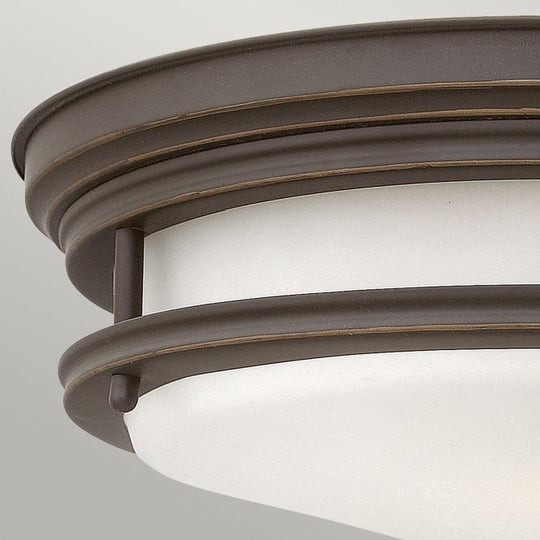 Hadrian 2 Light Flush Ceiling Fitting Opal Glass Oil Rubbed Bronze