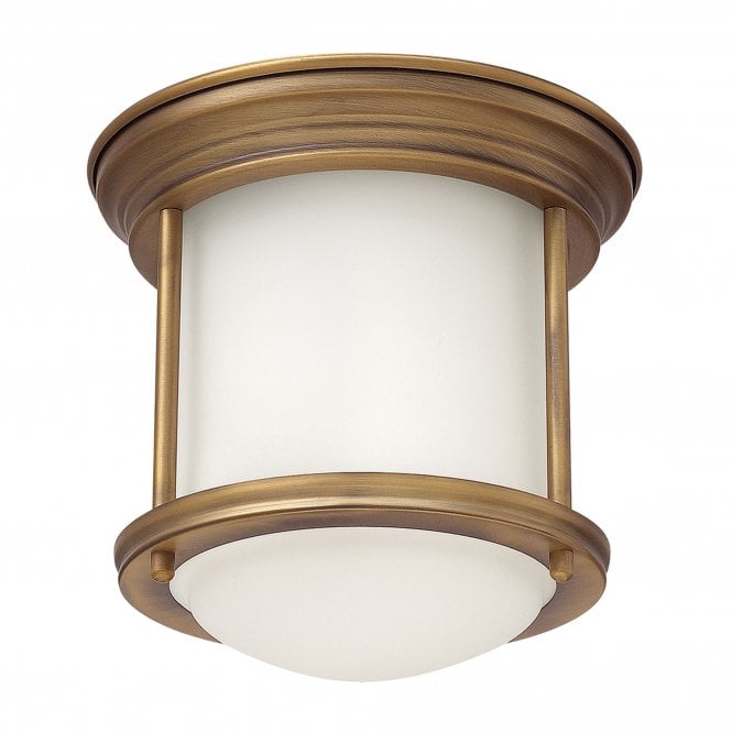 Hadrian 1 Light Flush Ceiling Fitting Opal Glass Brushed Bronze