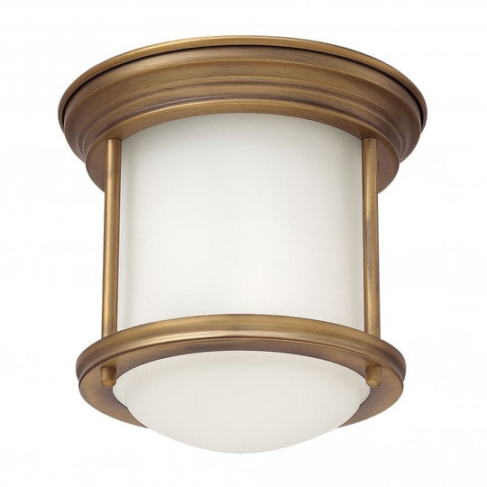 Hadrian 1 Light Flush Ceiling Fitting Opal Glass Brushed Bronze