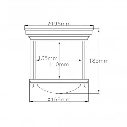 Hadrian 1 Light Flush Ceiling Fitting Opal Glass Brushed Bronze