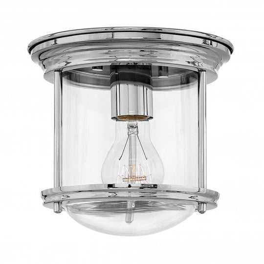 Hadrian 1 Light Flush Ceiling Fitting Clear Glass Chrome