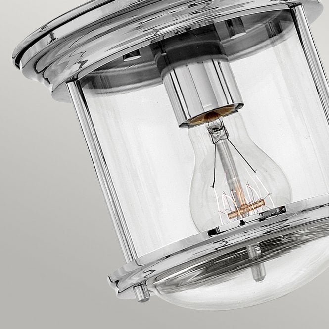 Hadrian 1 Light Flush Ceiling Fitting Clear Glass Chrome